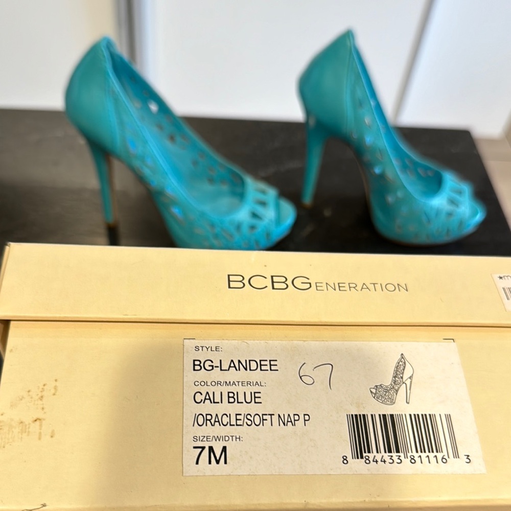 Bcbgeneration Blue Peep Toe Heels - image 7